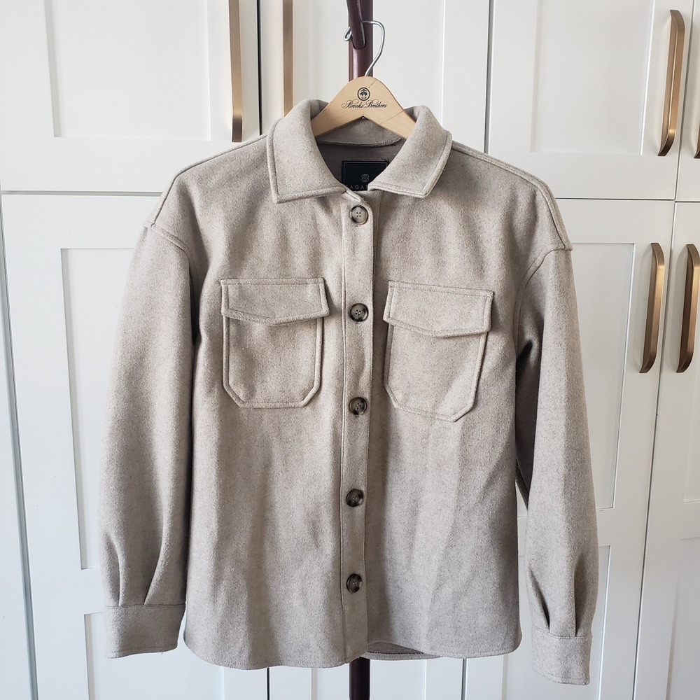 Bagatelle Shacket Women S Beige Button Up Shirt Jacket Utility Neutral
